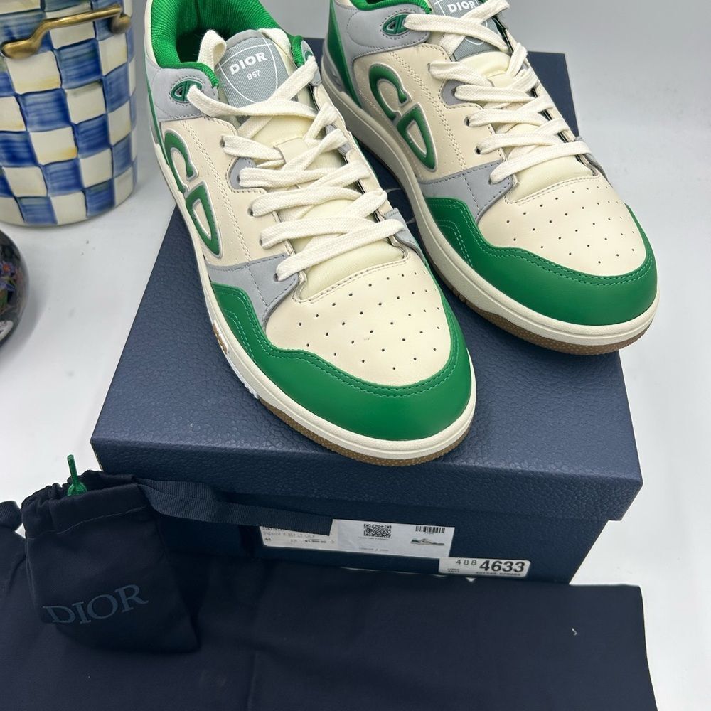 Men's Dior B 57 dribble low top leather sneakers size 44 made in Italy - Picture 3 of 15